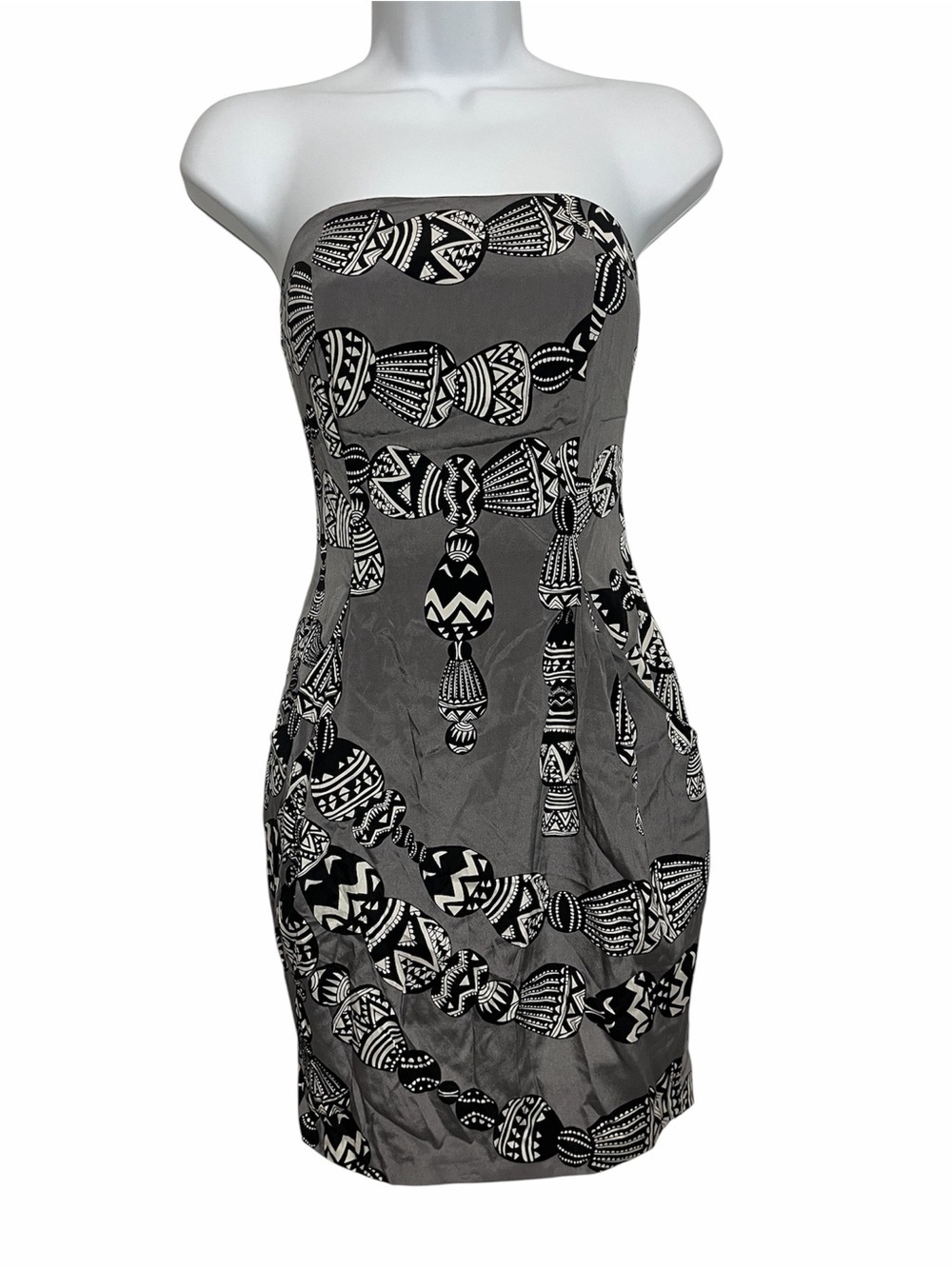 Mara Hoffman Strapless Dashiki Mini Dress Black  Tribal Print Size XS BodyCon
